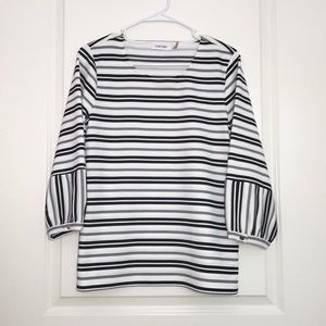 Calvin Klein Striped Blouse - White/Black - Size S